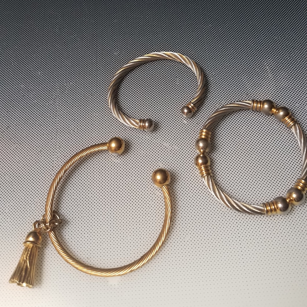 Trendy cable twistsTrio  bracelets  gold silver